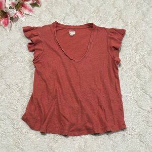 La Vie Rebecca Taylor Coral Flutter Sleeve Top